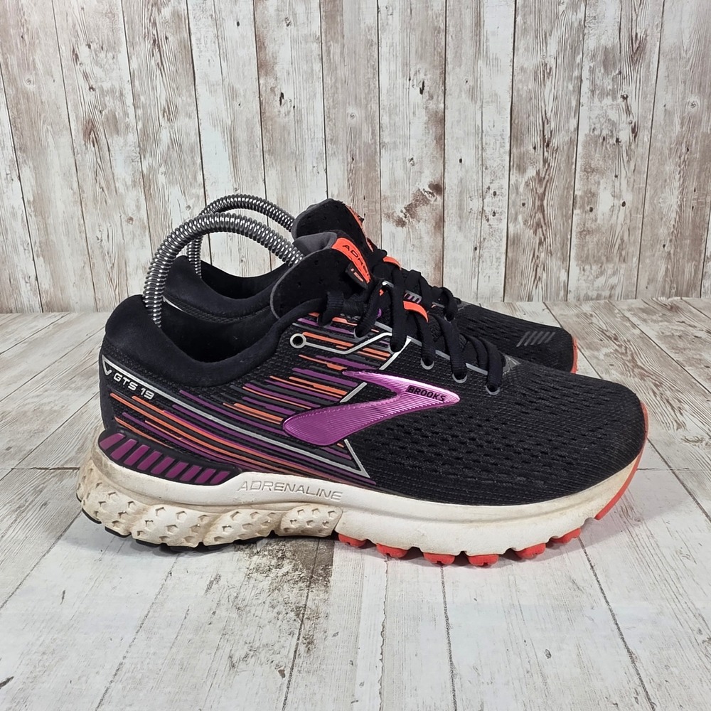 Brooks Adrenaline GTS 19 Womens Running Shoes Black Purple 1202841D080 Size 7 D